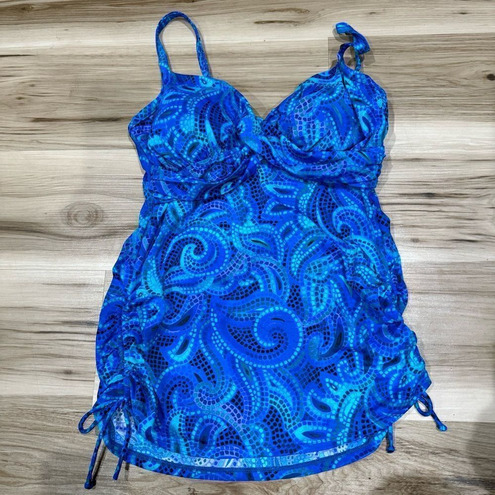 Trimshaper Blue Tankini Top Swimsuit Women’s 12